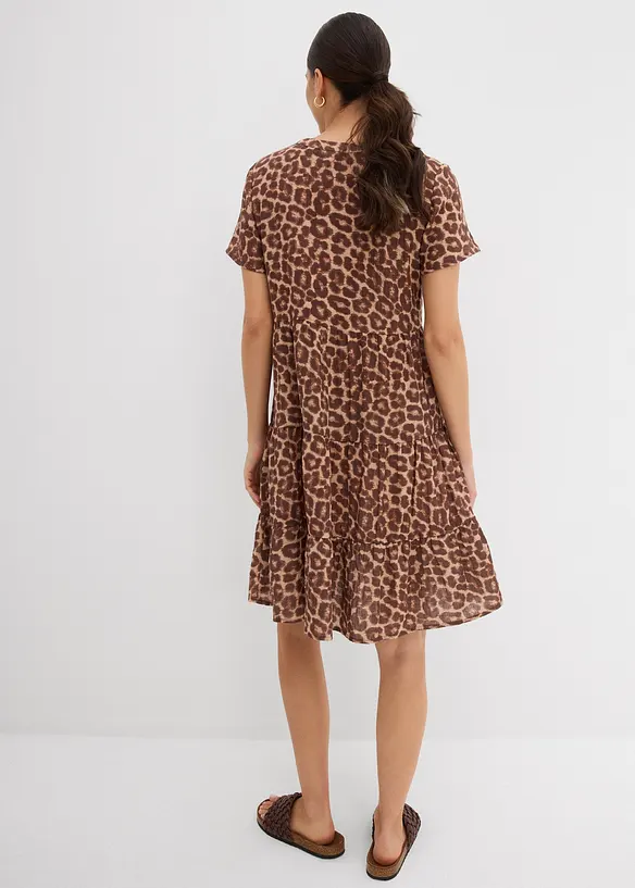 Musselin-Minikleid aus reiner Baumwolle in braun von hinten (Totalaufnahme) - bonprix Musselin-Minikleid aus reiner Baumwolle in braun von hinten (Totalaufnahme) - bonprix