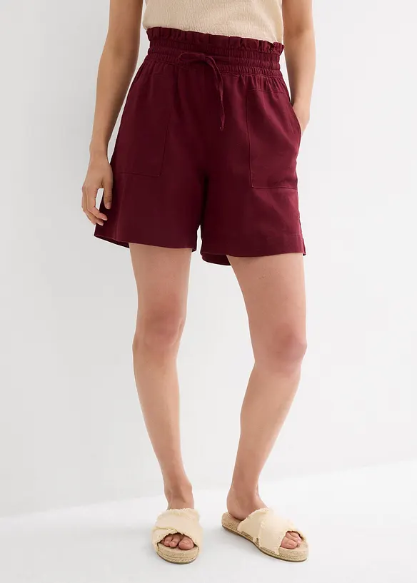 Shorts aus Leinen-Viskose-Mix in rot von vorne - bonprix