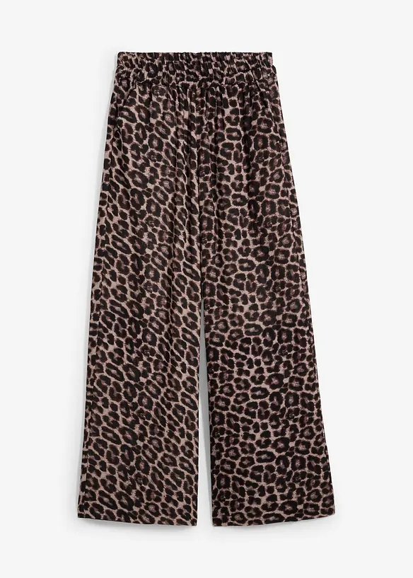 Musselin-Palazzo-Hose aus reiner Baumwolle in grau von vorne - bonprix