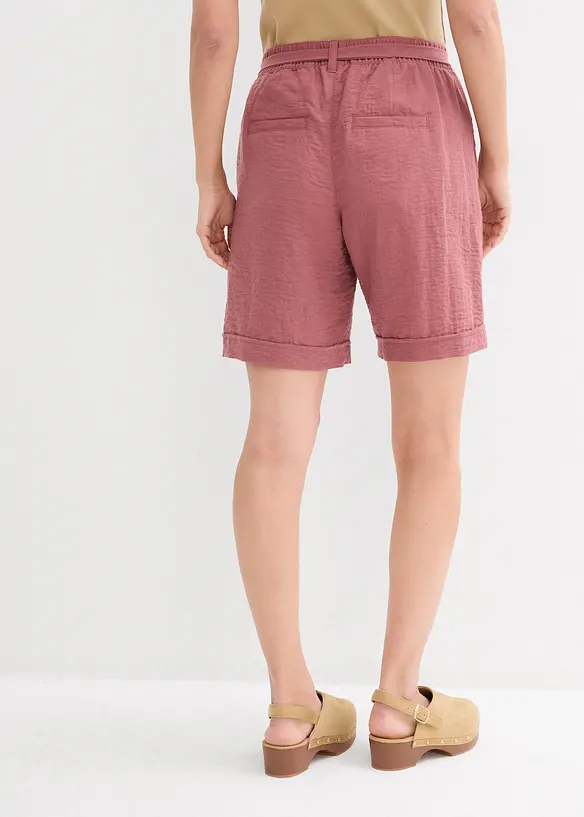 Bermuda in Leinen-Optik in lila von hinten - bonprix