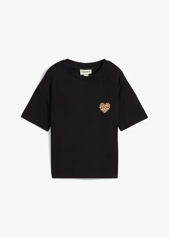 Verkürztes Shirt aus elastischem Viskose-Mix in schwarz von vorne - bonprix Verkürztes Shirt aus elastischem Viskose-Mix in schwarz von vorne - bonprix
