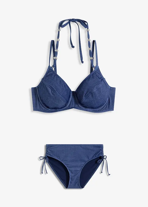 Bügel-Bikini in Jeansoptik (2-tlg.Set) in blau von vorne - bonprix