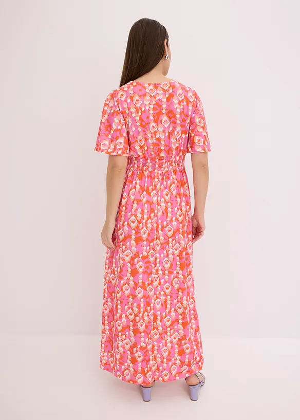 Maxikleid aus fließendem Viskose-Mix in pink von hinten (Totalaufnahme) - bonprix
