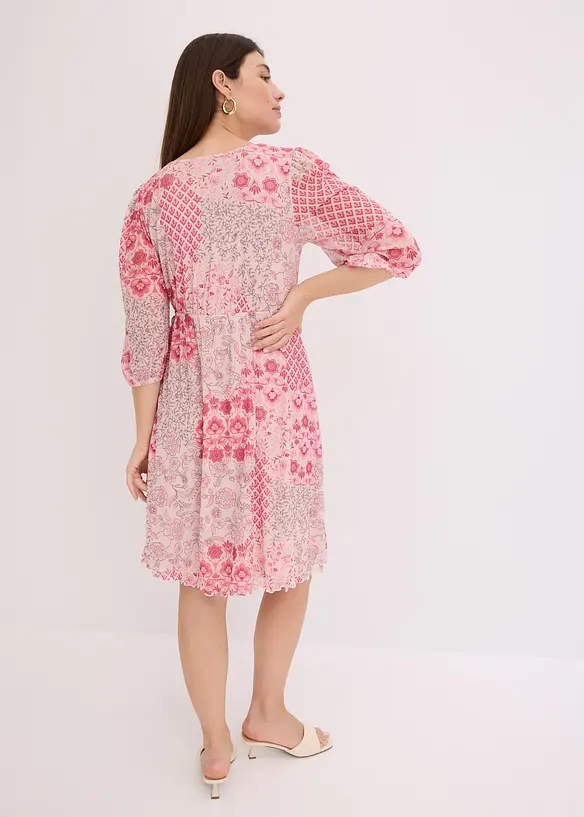 bedrucktes Mesh-Tunika-Kleid in pink von hinten (Totalaufnahme) - bonprix