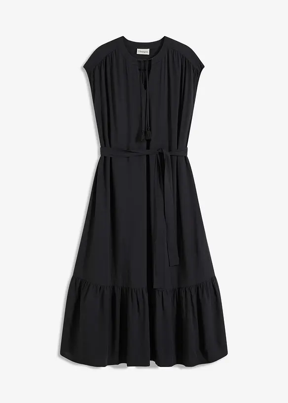 Hemdblusenkleid aus fließender Viscose in schwarz von vorne - bonprix Hemdblusenkleid aus fließender Viscose in schwarz von vorne - bonprix