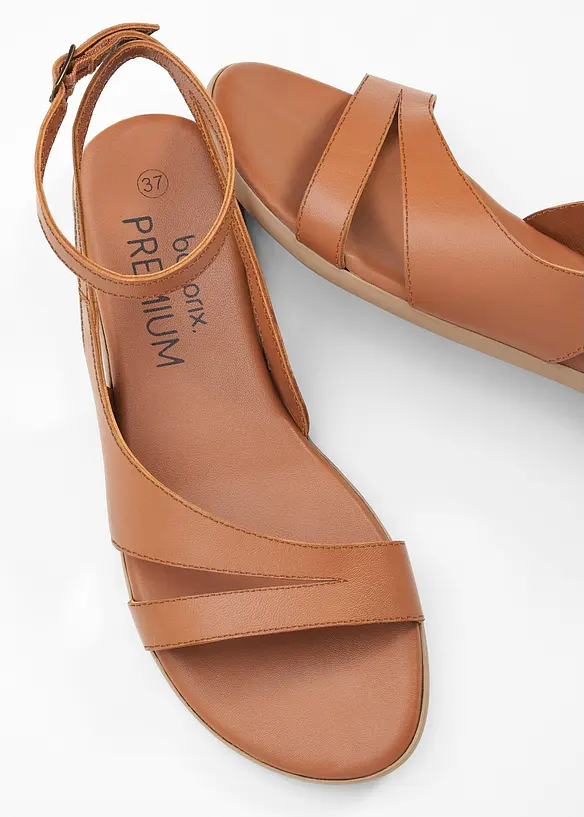 Sandalen aus Leder in braun - bonprix