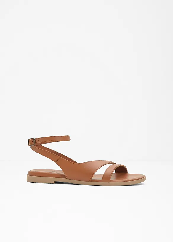 Sandalen aus Leder in braun von vorne - bonprix
