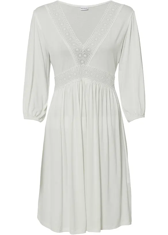 Tunika-Kleid aus softem Viskose-Mix in weiß von vorne - bonprix
