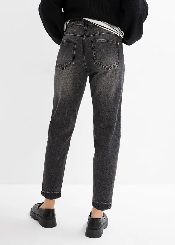 Mom Jeans High Waist, cropped in schwarz von hinten - bonprix Mom Jeans High Waist, cropped in schwarz von hinten - bonprix