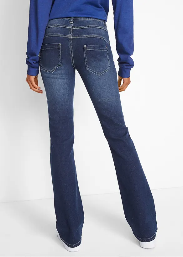Bootcut Jeans Mid Waist, Stretch in blau von hinten - bonprix