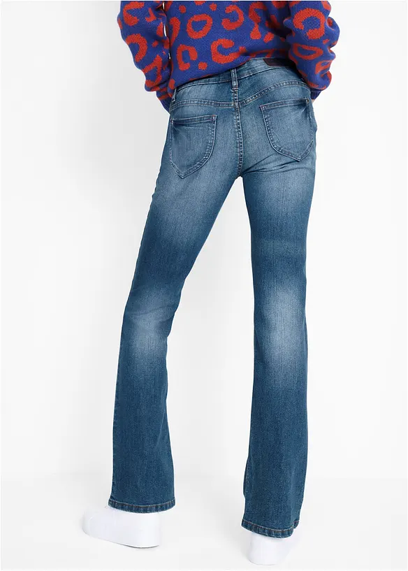 Bootcut-Jeans Mid Waist, Komfort-Stretch in blau von hinten - bonprix
