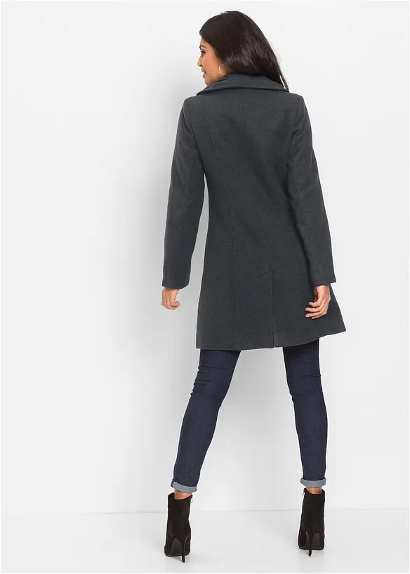 Kurzmantel in Wolloptik in grau von hinten (Totalaufnahme) - bonprix