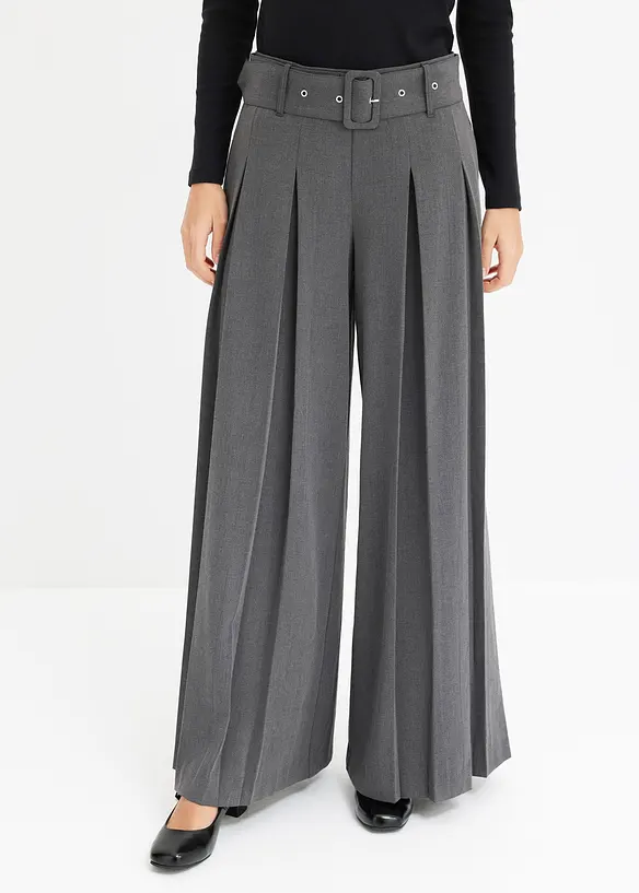 Marlenehose aus fließendem Viskose-Mix in grau von vorne - bonprix Marlenehose aus fließendem Viskose-Mix in grau von vorne - bonprix