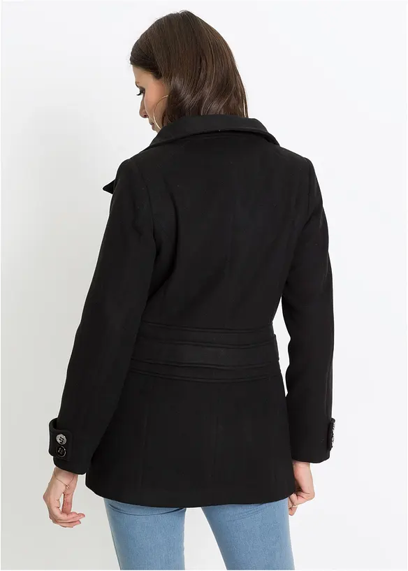 Kurzmantel, Petite in schwarz von hinten (Totalaufnahme) - bonprix