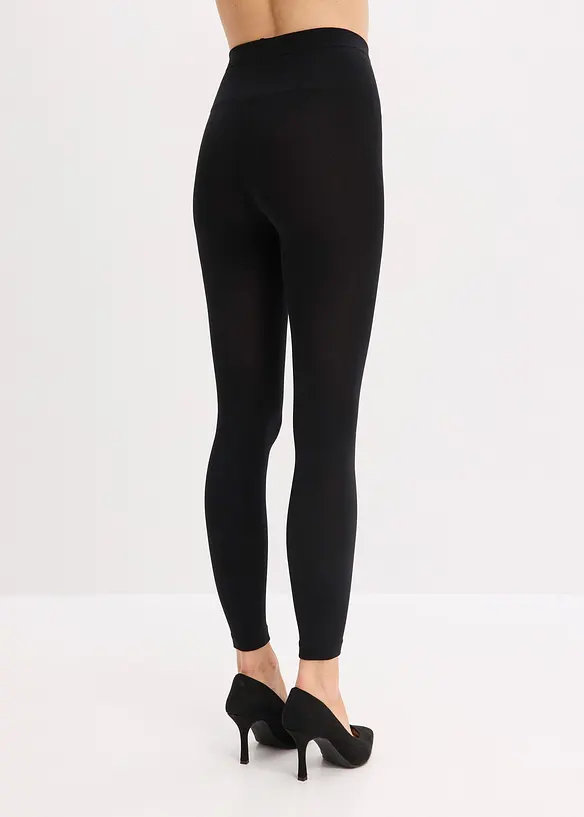 Thermo-Strumpfleggings 140 DEN in schwarz von hinten - bonprix