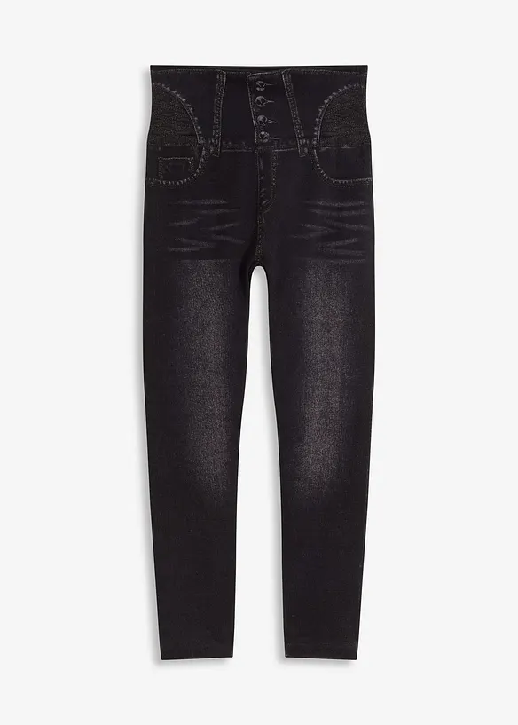 Shape-Strumpfleggings in Jeansoptik in schwarz von vorne - bonprix