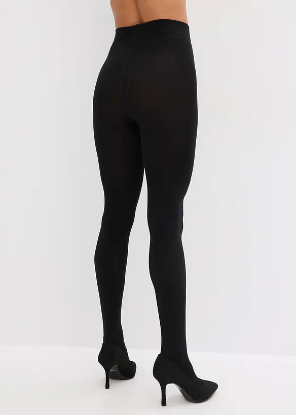 Thermostrumpfhose mit softem Fleece 140 DEN (2er Pack) in schwarz von hinten - bonprix