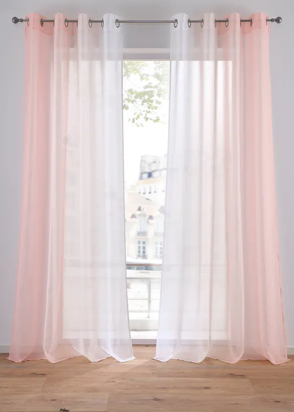 Transparente Gardine aus feinem Voile, auch in extra lang (2er Pack) in rosa - bonprix