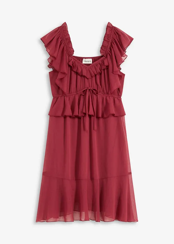 Chiffonkleid in A-Linie in rot von vorne - bonprix Chiffonkleid in A-Linie in rot von vorne - bonprix