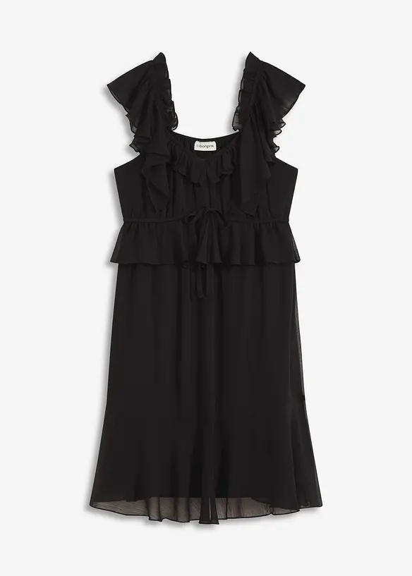 Chiffonkleid in A-Linie in schwarz von vorne - bonprix