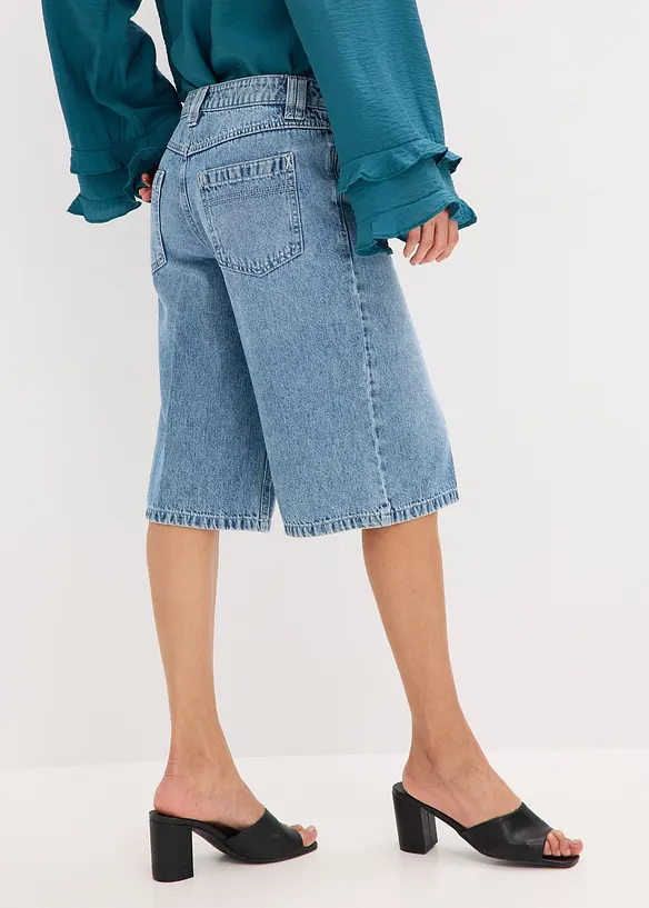 Jeans-Bermuda Mid Waist, Low Stretch in blau von hinten - bonprix