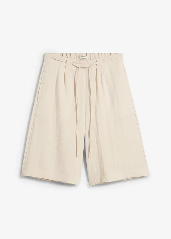 Bermuda aus fließendem Viskose-Mix in beige von vorne - bonprix Bermuda aus fließendem Viskose-Mix in beige von vorne - bonprix