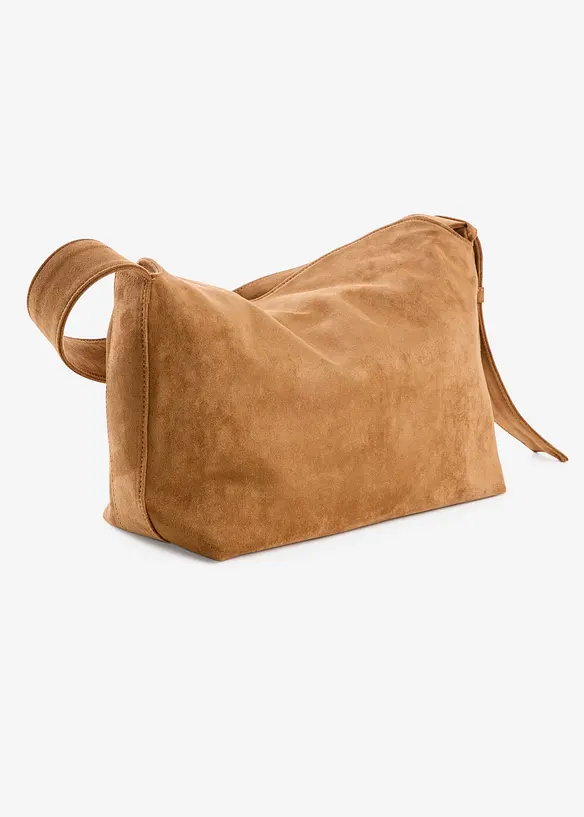 Handtasche in Velourslederoptik in braun von hinten - bonprix