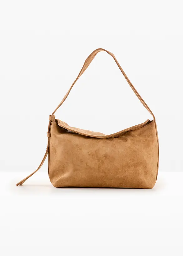 Handtasche in Velourslederoptik in braun von vorne - bonprix