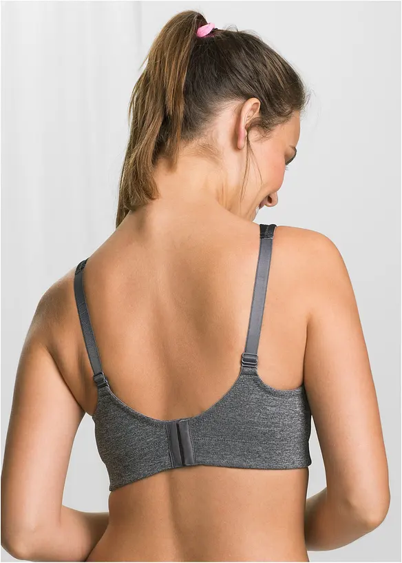 Sport BH mit mittlerem Halt in schwarz von hinten (im Anschnitt) - bonprix