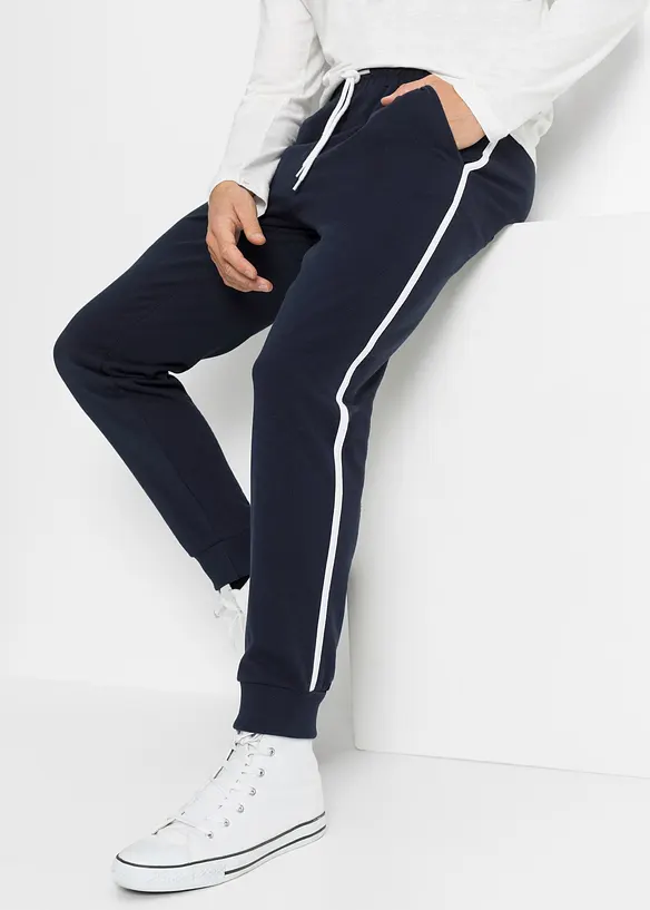 Jogginghose mit Kontrastdetails (2er Pack) in schwarz von vorne - bonprix