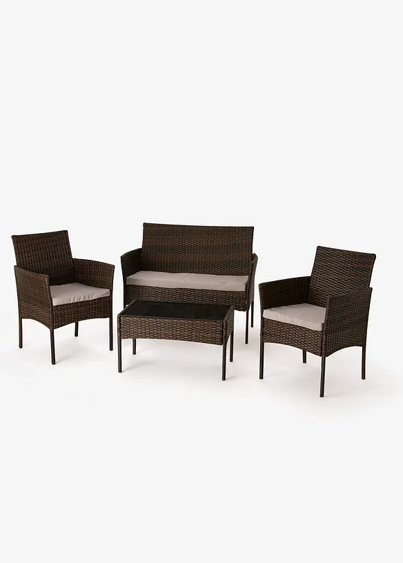 Gartenmöbel Set (4-tlg. Set) in braun - bonprix