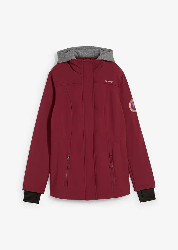 wasserabweisende Softshell-Longjacke, 2 in 1-Optik in rot von vorne - bonprix