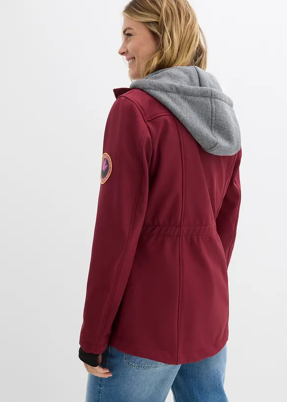 wasserabweisende Softshell-Longjacke, 2 in 1-Optik in rot von hinten (im Anschnitt) - bonprix