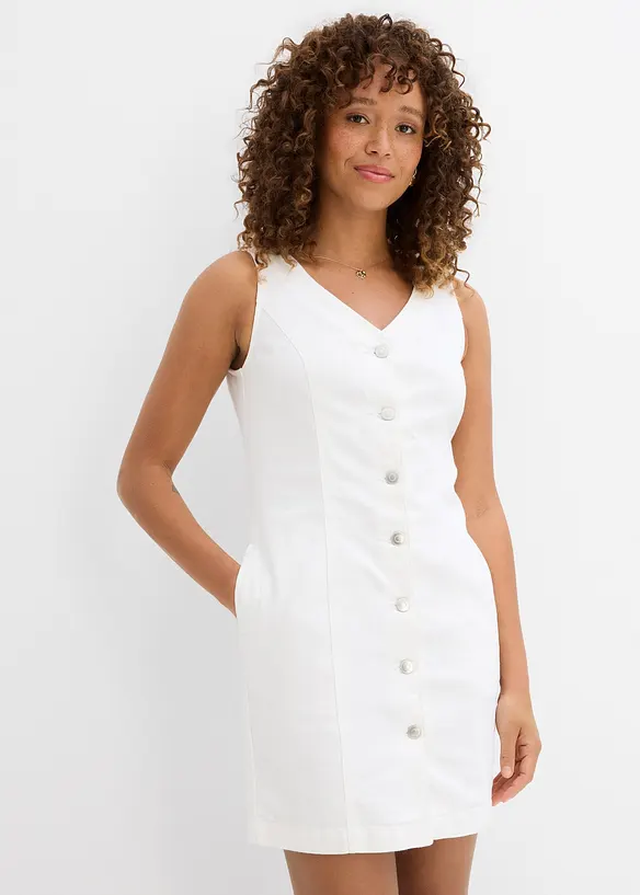 Jeanskleid in weiß von vorne (Totalaufnahme) - bonprix Jeanskleid in weiß von vorne (Totalaufnahme) - bonprix