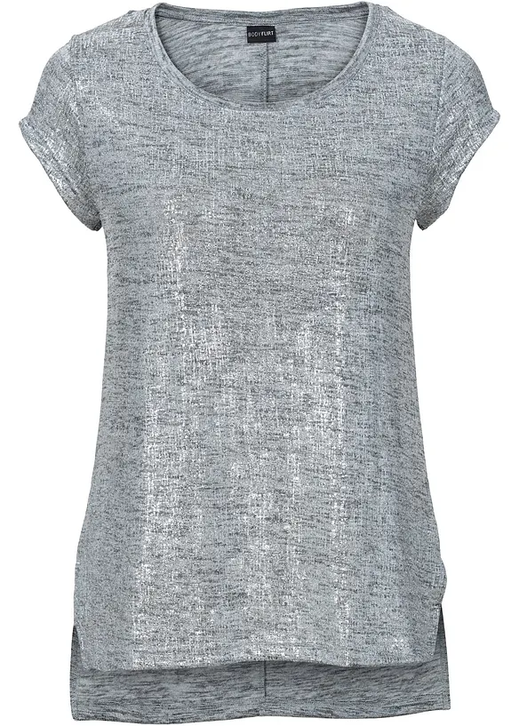 Glitzer-Shirt in grau von vorne - bonprix