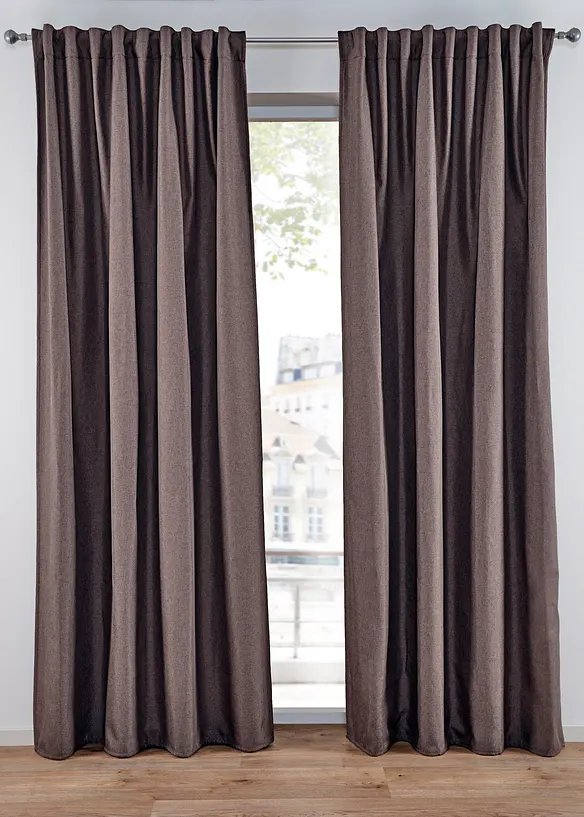 Thermo-Vorhang mit weicher Fleece-Rückseite, auch in extra breit (1er Pack) in beige - bonprix