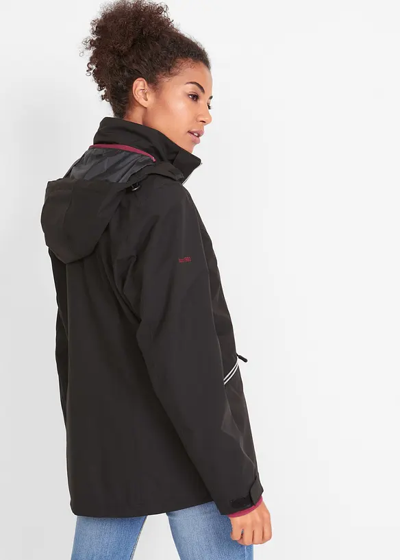 Funktions-Outdoor-3 in 1 Jacke mit Strickfleece-Innenjacke in schwarz von hinten (im Anschnitt) - bonprix