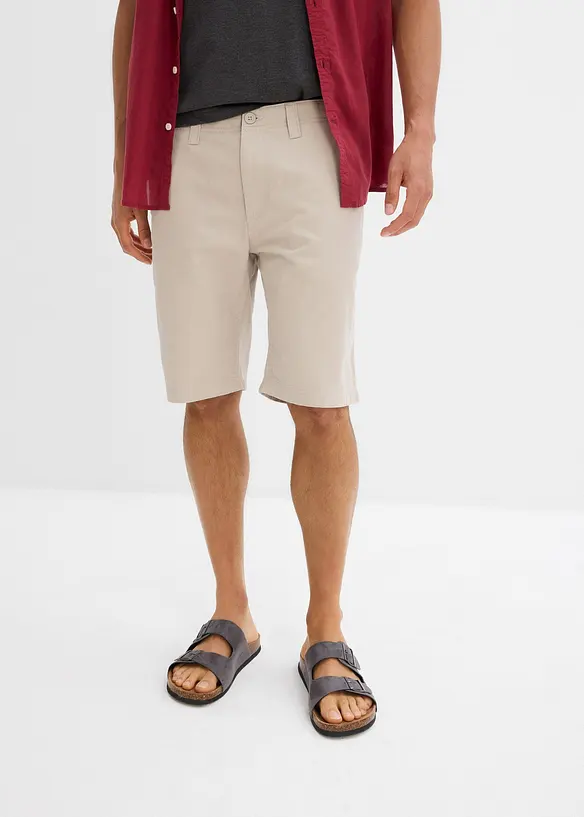 Chino-Bermuda aus reiner Baumwolle in Regular-Fit in grau von vorne - bonprix