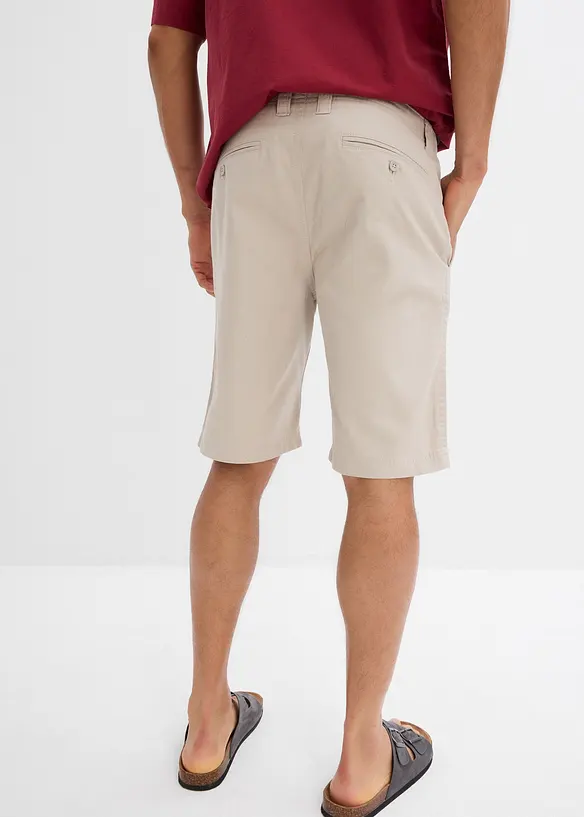 Chino-Bermuda aus reiner Baumwolle in Regular-Fit in grau von hinten - bonprix