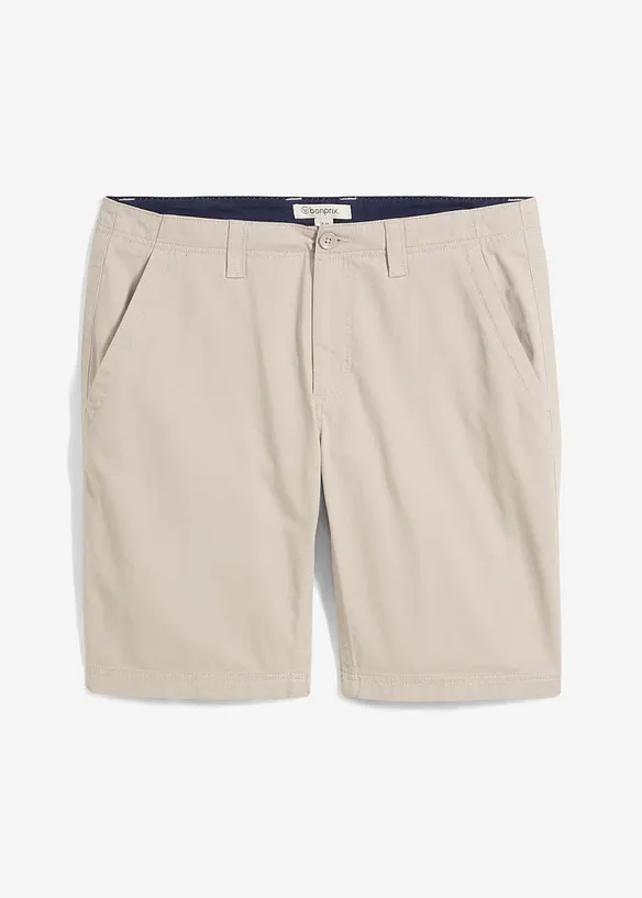 Chino-Bermuda aus reiner Baumwolle in Regular-Fit in grau von vorne - bonprix