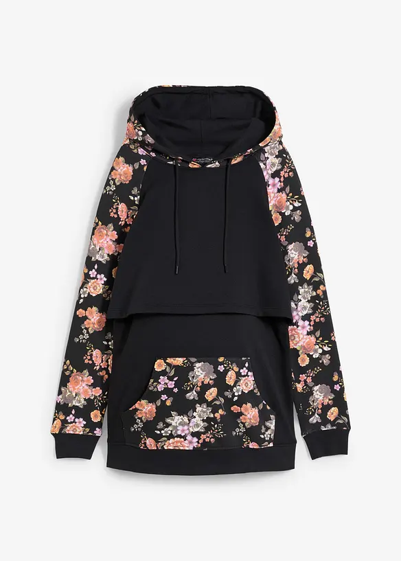 Weiches 2-in-1 Umstands-und Stillsweatshirt in schwarz von vorne - bonprix