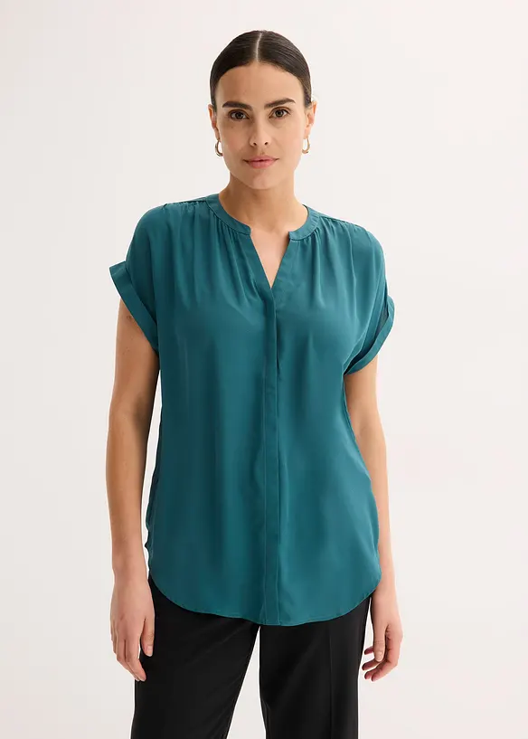 Tunikabluse Georgette in petrol von vorne (im Anschnitt) - bonprix