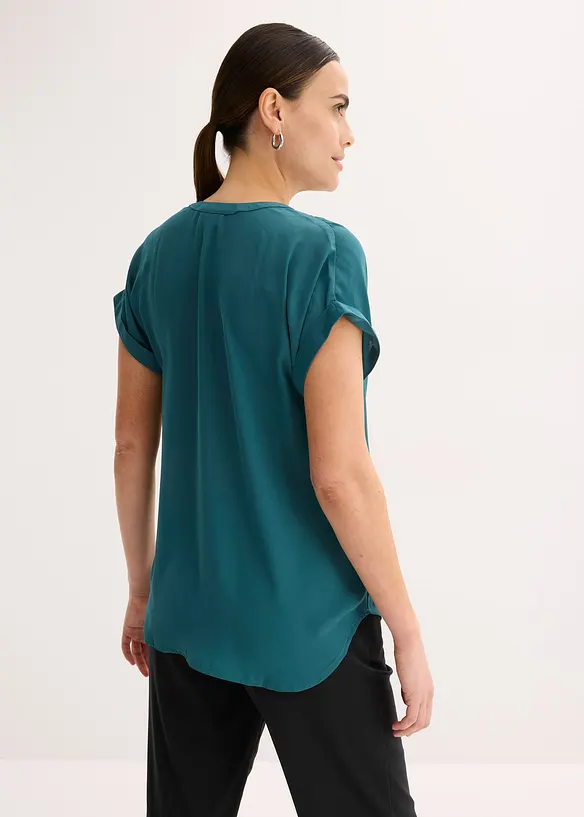 Tunikabluse Georgette in petrol von hinten (im Anschnitt) - bonprix