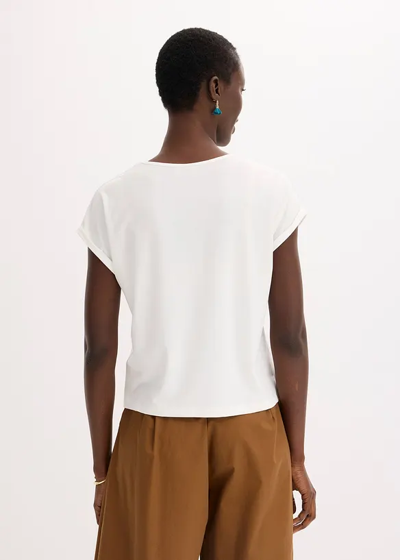 Shirt mit Viskose und Glitzersteinen in weiß von hinten (im Anschnitt) - bonprix