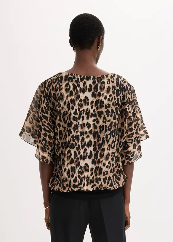 Chiffon Tunikabluse in beige von hinten (im Anschnitt) - bonprix