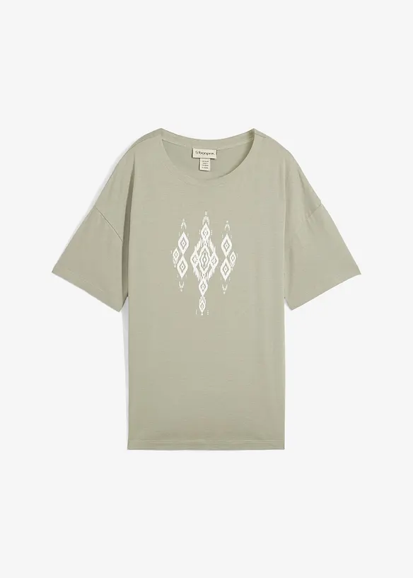 T-Shirt aus Baumwoll-Viskose-Mix in grün von vorne - bonprix