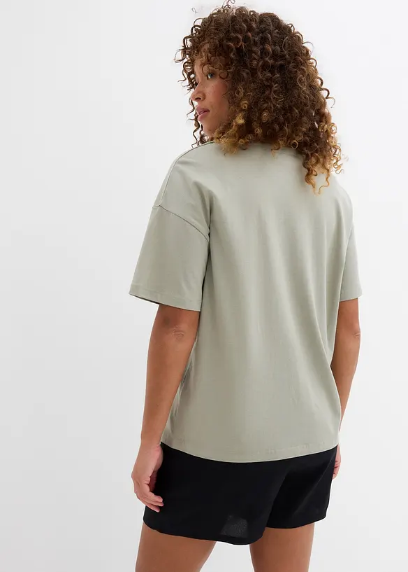 T-Shirt aus Baumwoll-Viskose-Mix in grün von hinten (im Anschnitt) - bonprix
