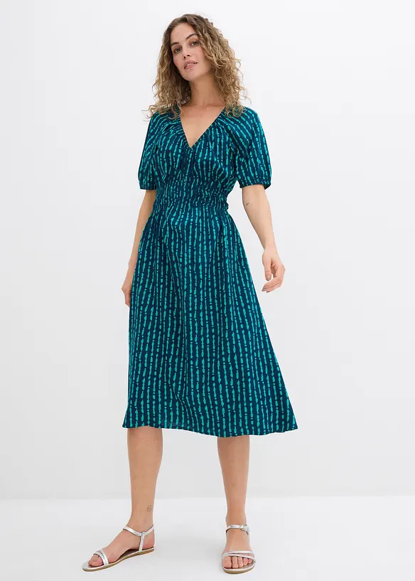 Midikleid aus softer Viskose in blau von vorne (Totalaufnahme) - bonprix Midikleid aus softer Viskose in blau von vorne (Totalaufnahme) - bonprix