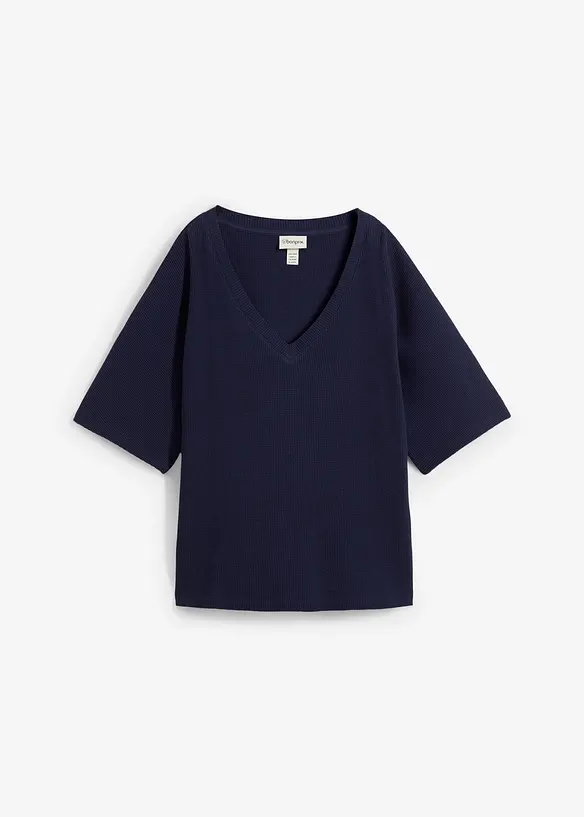 Strukturshirt aus reiner Baumwolle in blau von vorne - bonprix Strukturshirt aus reiner Baumwolle in blau von vorne - bonprix