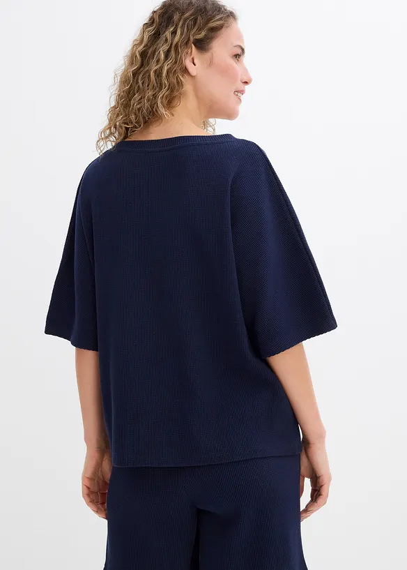 Strukturshirt aus reiner Baumwolle in blau von hinten (im Anschnitt) - bonprix Strukturshirt aus reiner Baumwolle in blau von hinten (im Anschnitt) - bonprix